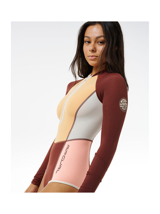 Lycra RIP CURL Block Party Upf 50 + Surfsuit brązowy - Adventure Sports
