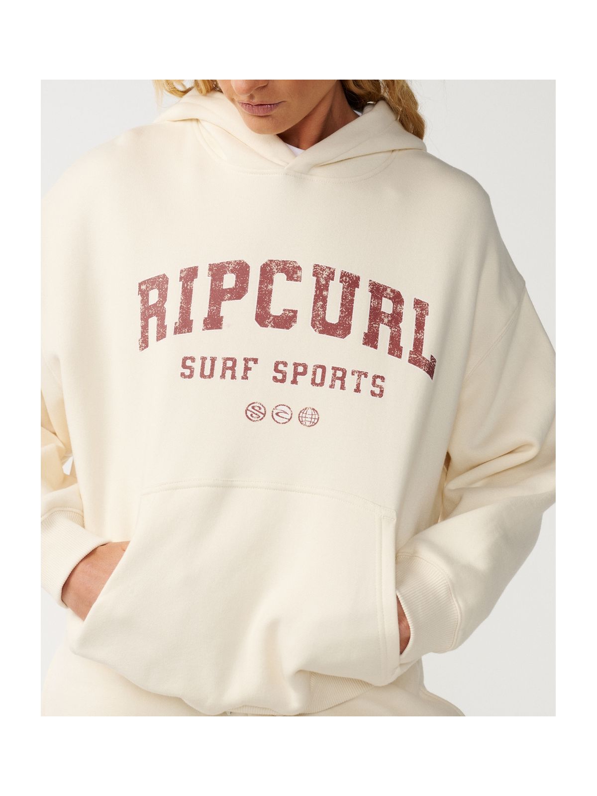Bluza damska RIP CURL Varsity Sports O/S Hood biała