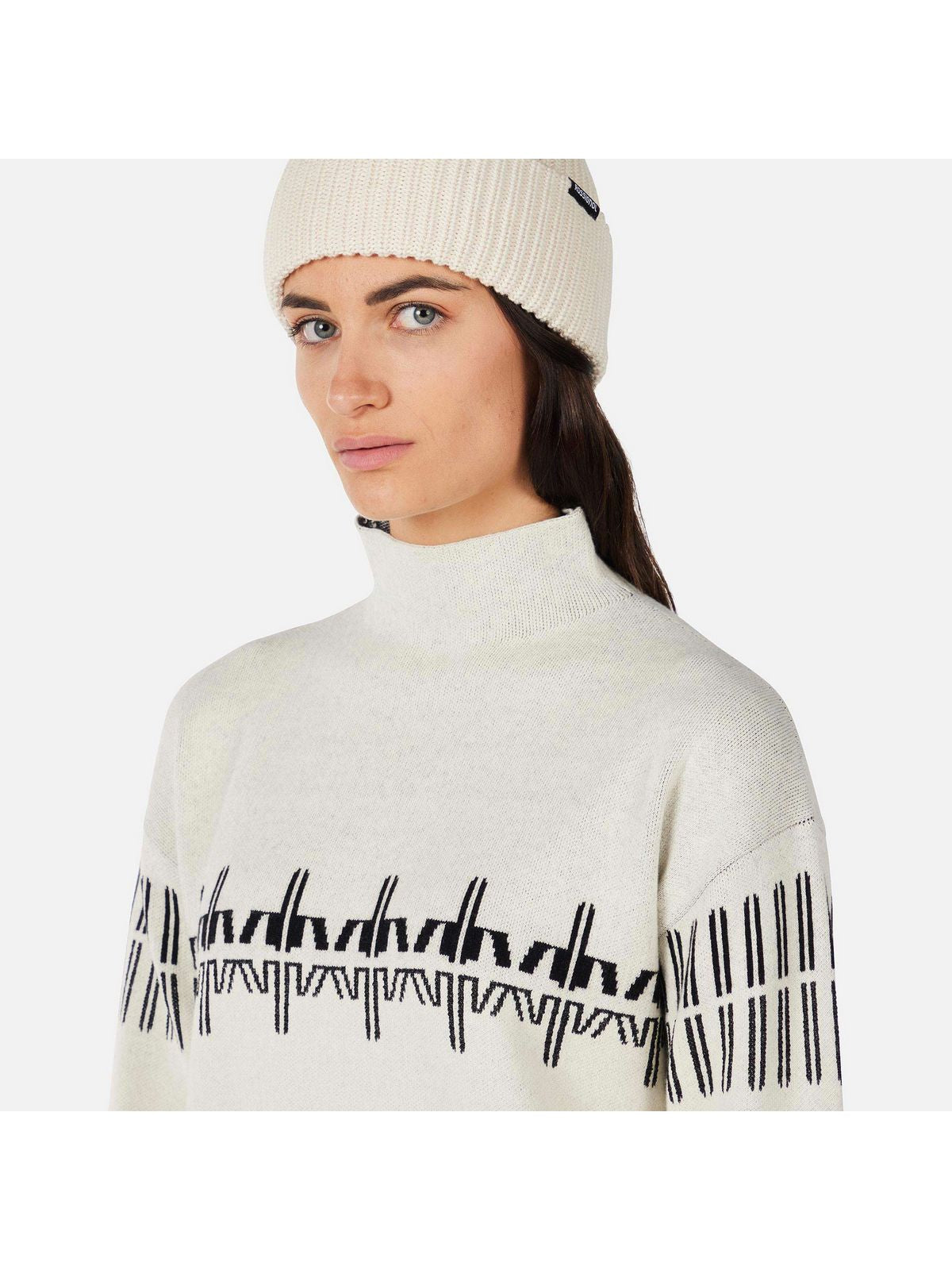 Sweter damski ROSSIGNOL W PATTERNED TN SWEATER biały