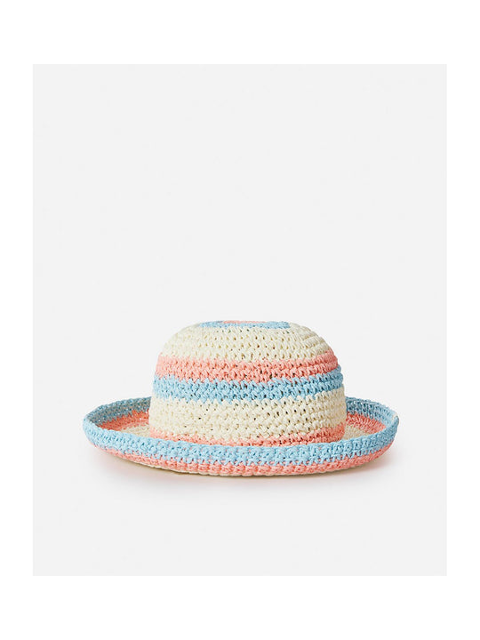 Kapelusz z papieru dziewczęcy RIP CURL Sun Stripe Crochet Hat Girl w paski - TU - Czapka - Adventure Sports
