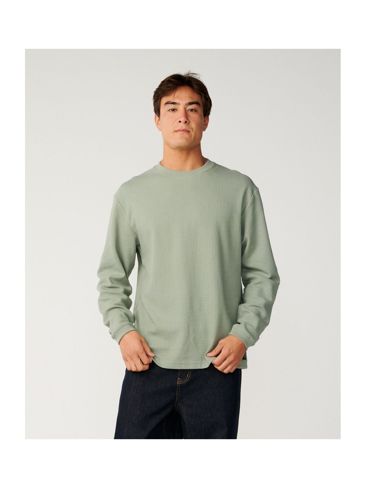 Koszulka męska RIP CURL Premium Surf Waffle L/S Tee zielona