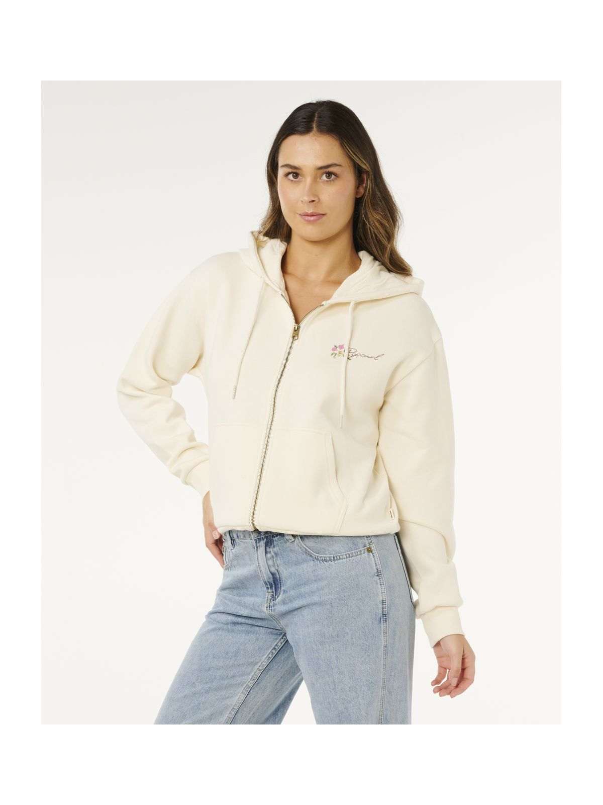 Bluza damska RIP CURL Poolside Zip Thru Relaxed Hood beżowa