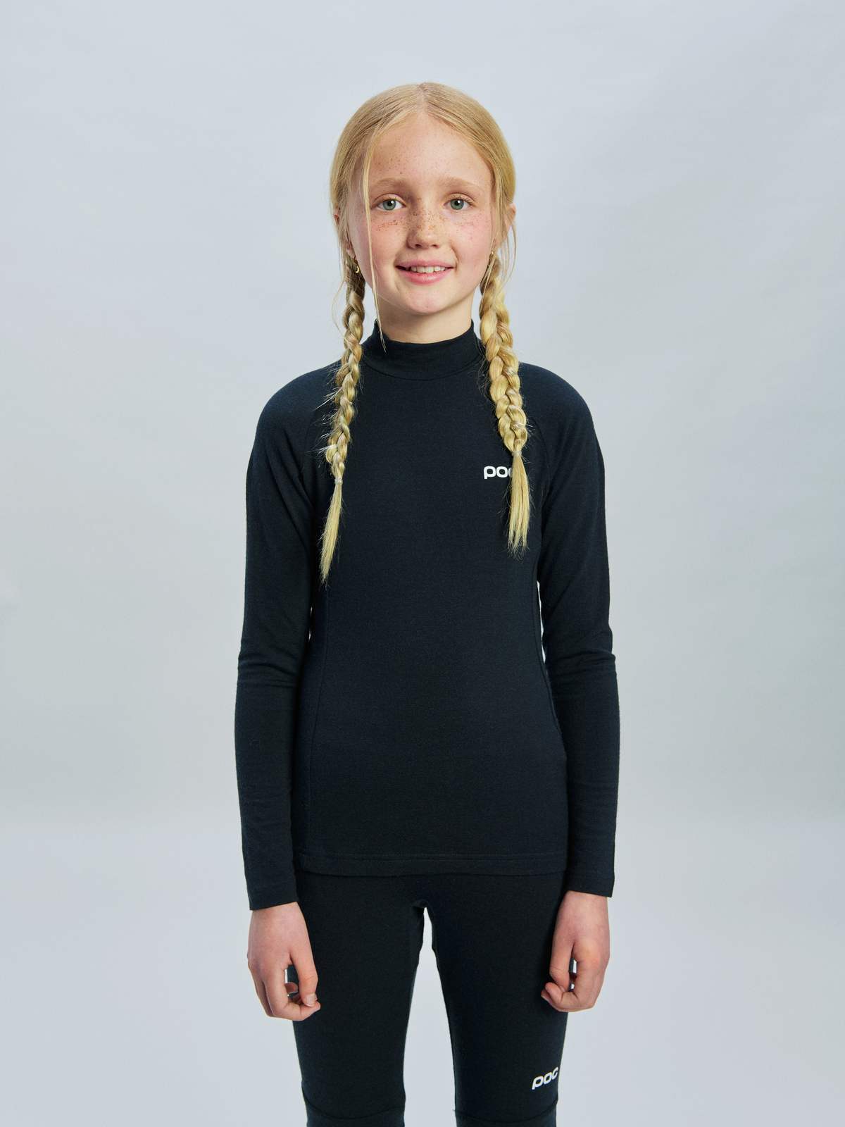 Koszulka narciarska dla dzieci POC Y's Layer Merino Mock Neck Jersey czarny