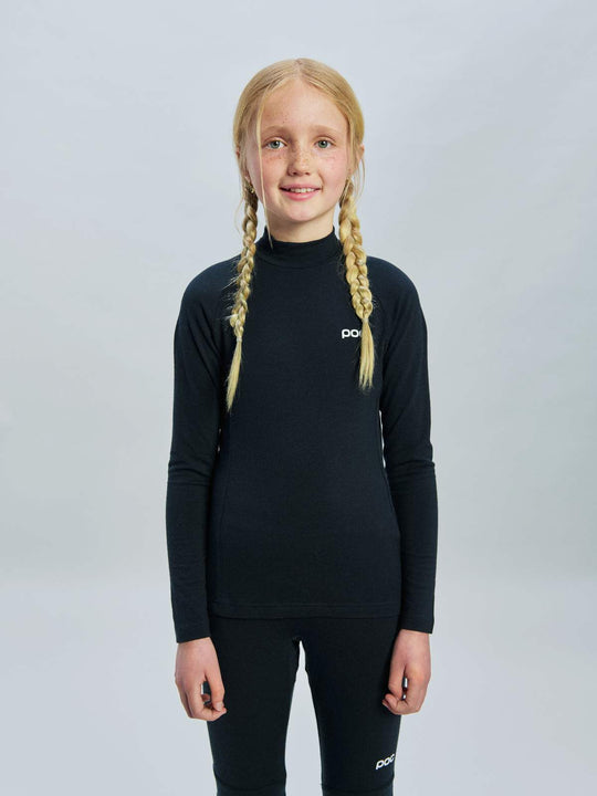Koszulka narciarska dla dzieci POC Y's Layer Merino Mock Neck Jersey czarny
