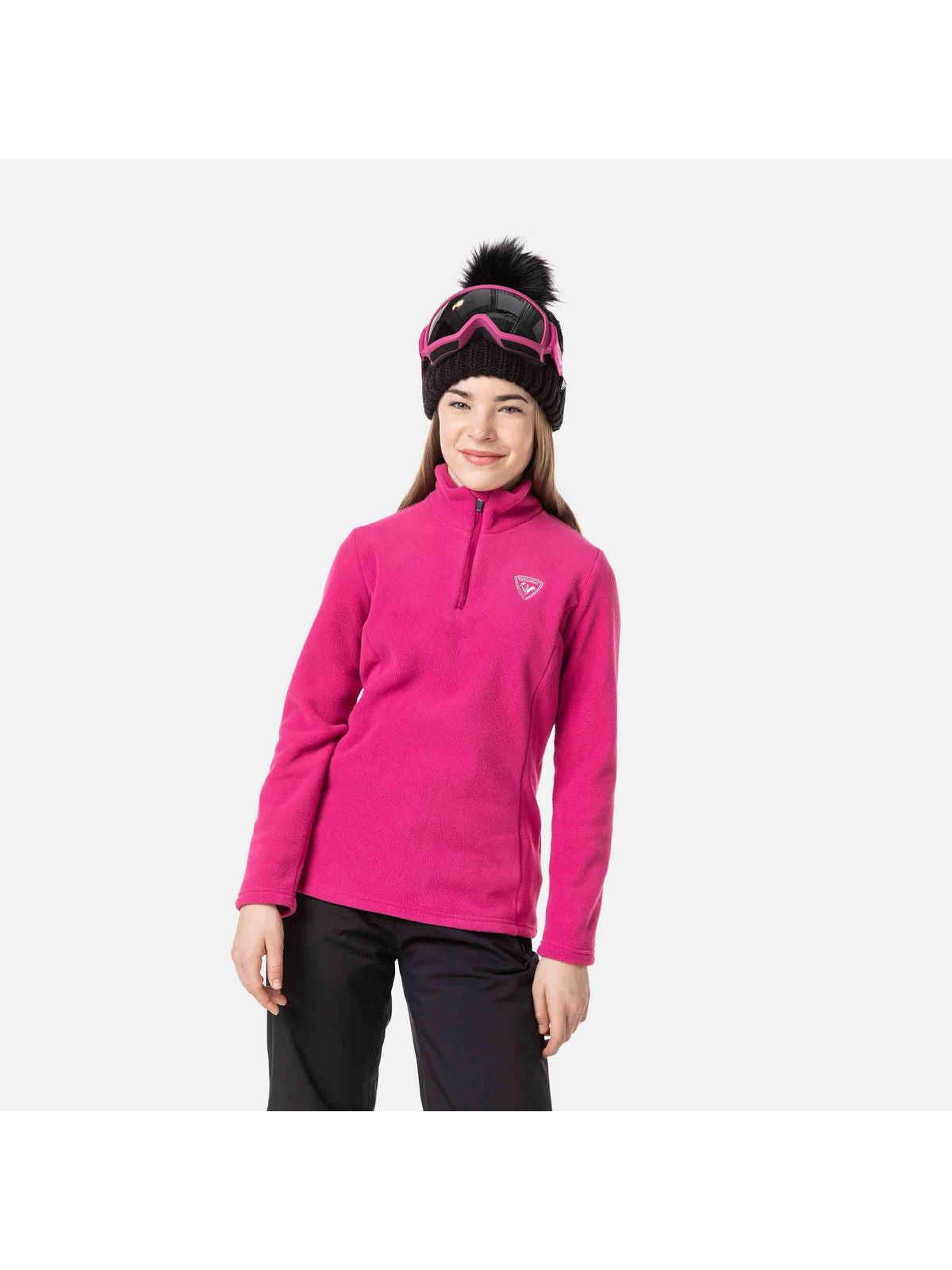 Bluza narciarska dziewczęca Rossignol Girl 1/2 Zip Fleece różowa - Adventure Sports