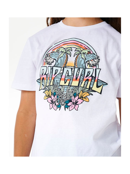 Koszulka RIP CURL Block Party Tee-Girl biały - Adventure Sports
