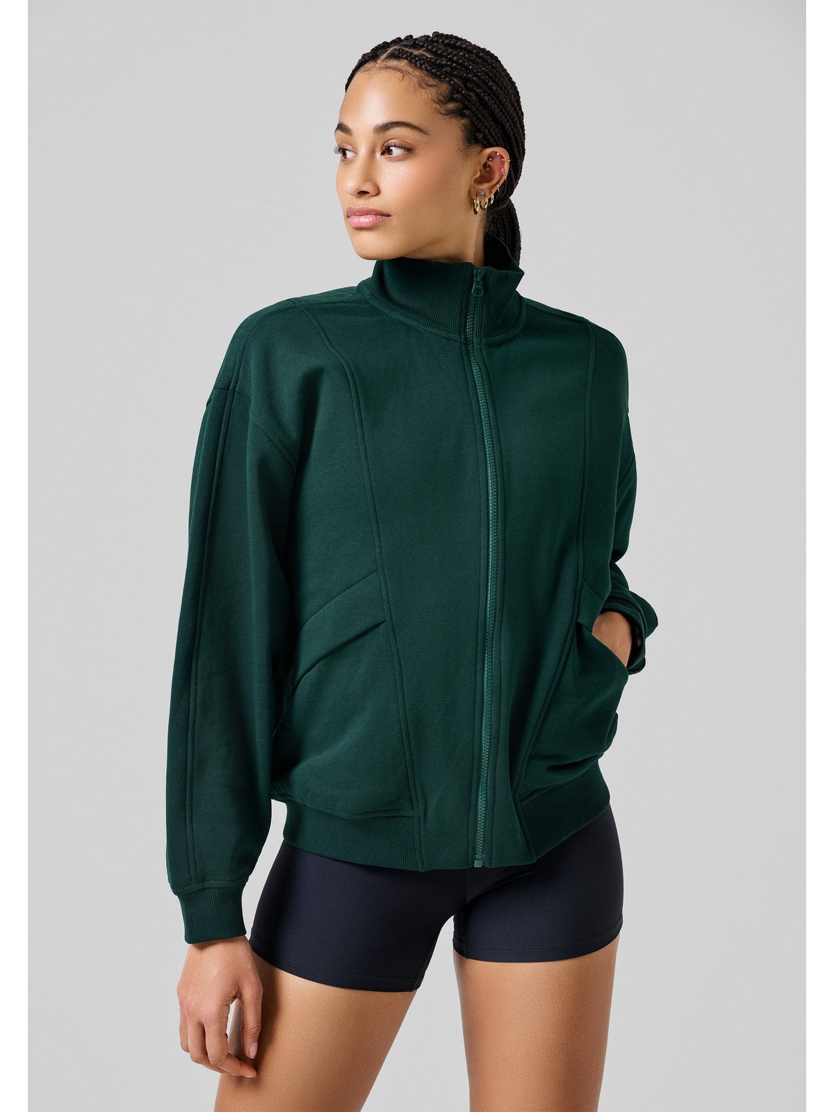 Bluza sportowa damska CASALL Comfy Full Zip Sweater zielony - Adventure Sports