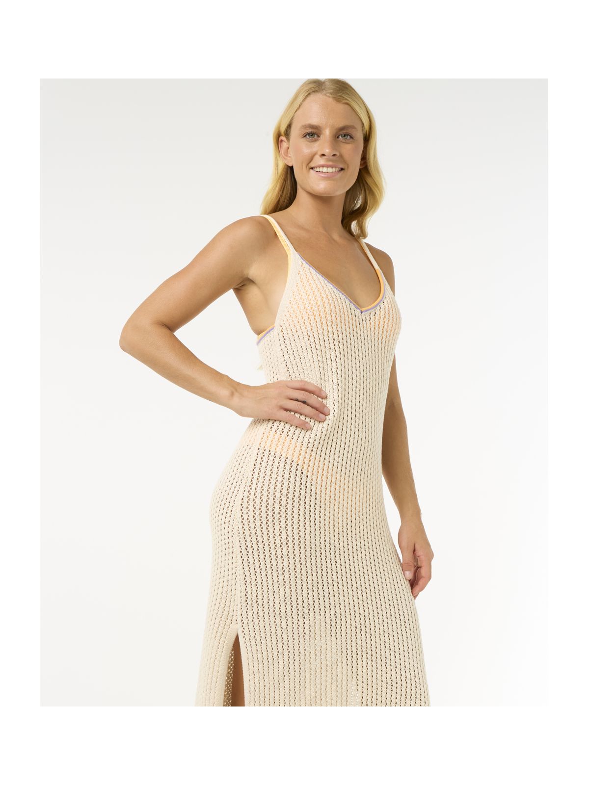 Sukienka RIP CURL Cala Vadella Crochet Dress biały