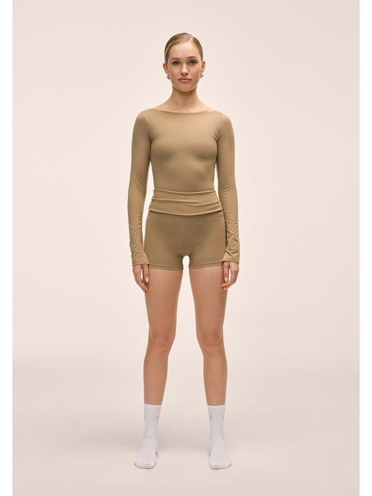 Koszulka treningowa damska CASALL Sublime Boatneck Long Sleeve kolor brązowy
