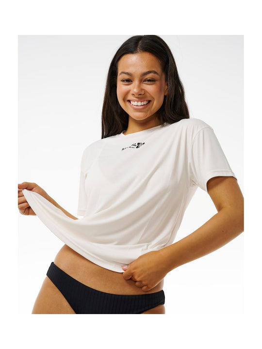 Lycra RIP CURL Hibiscus Surflite Upf 50 Tee biały - Adventure Sports
