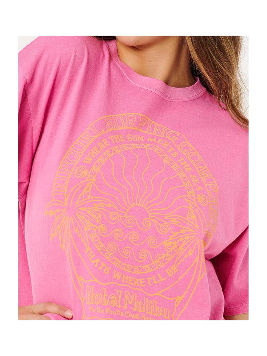Koszulka damska RIP CURL Hotel Malibu Heritage Tee różowa
