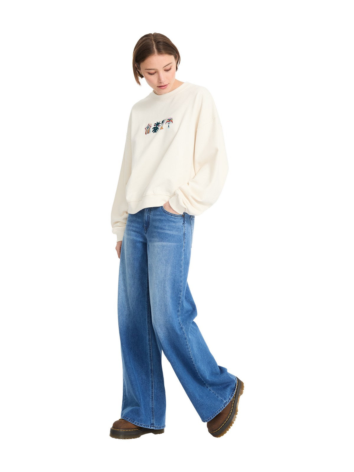 Bluza damska z kapturem VOLCOM Fa Bruno Lucas Crew biały