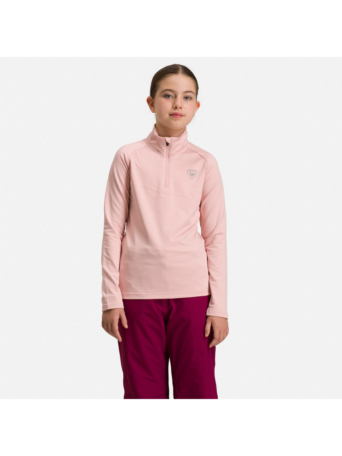 Bluza dziewczęca polarowa Rossignol GIRL 1/2 ZIP WARM STRETCH pudrowy róż - Adventure Sports