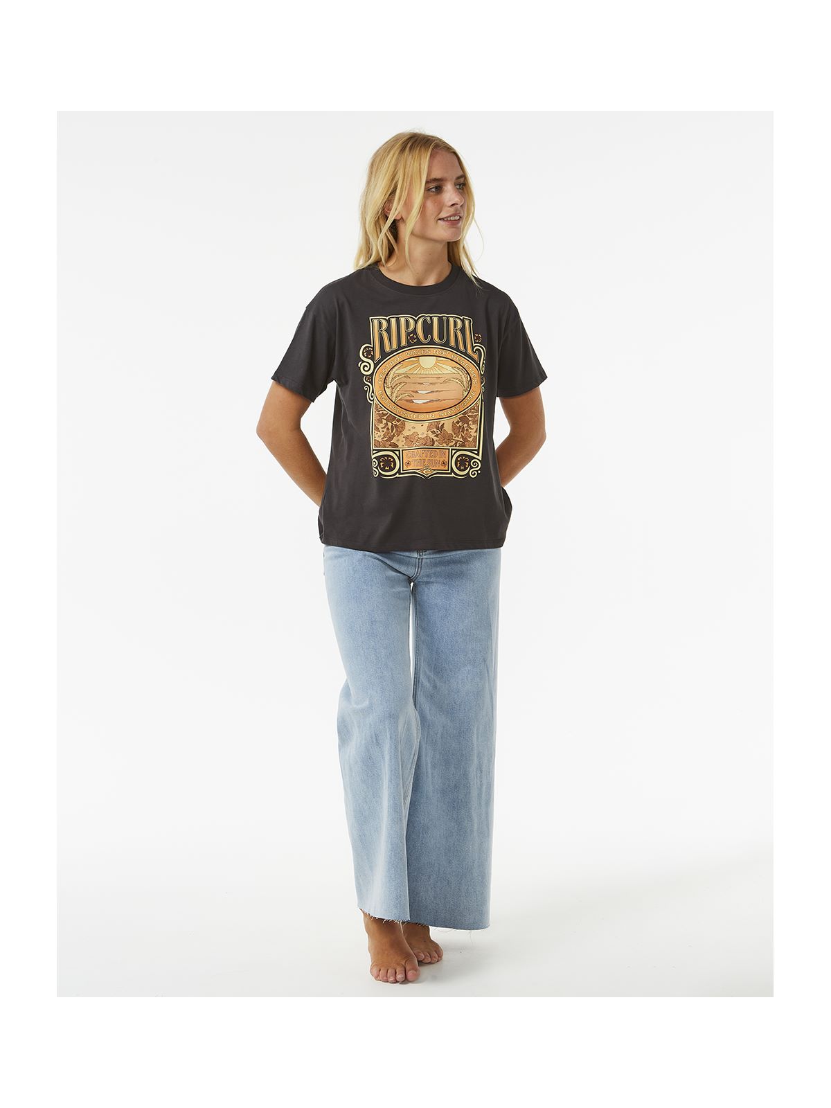 Koszulka RIP CURL Long Days Relaxed Tee czarny - Adventure Sports