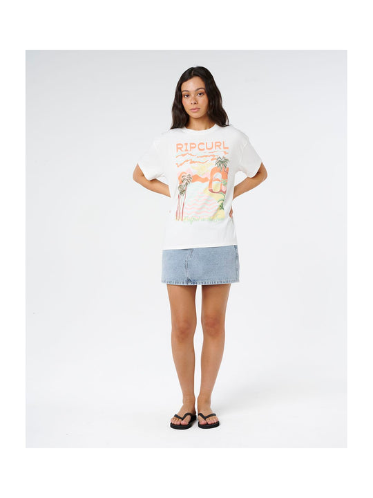 Koszulka damska RIP CURL Half Moon Bay Relaxed Tee beżowa
