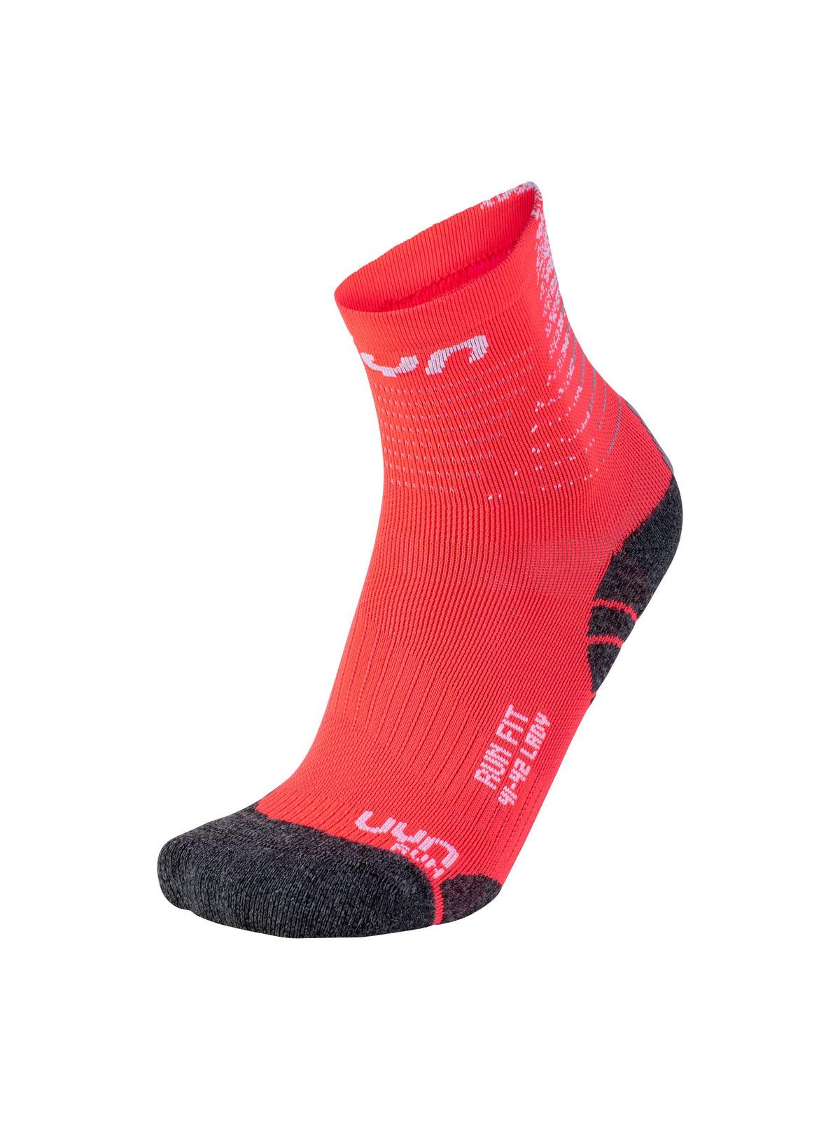 Skarpety biegowe damskie UYN W RUN FIT - Coral Fluo/White