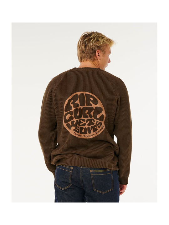 Sweter męski RIP CURL Premium Surf Knit Crew Brązowy brązowy
