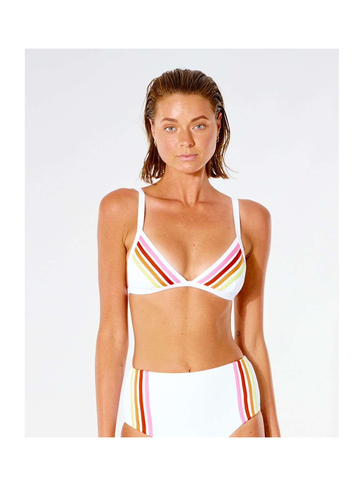 Góra bikini RIP CURL Wave Shapers Stripe Banded Tri - biały - Stroje kąpielowe - Adventure Sports