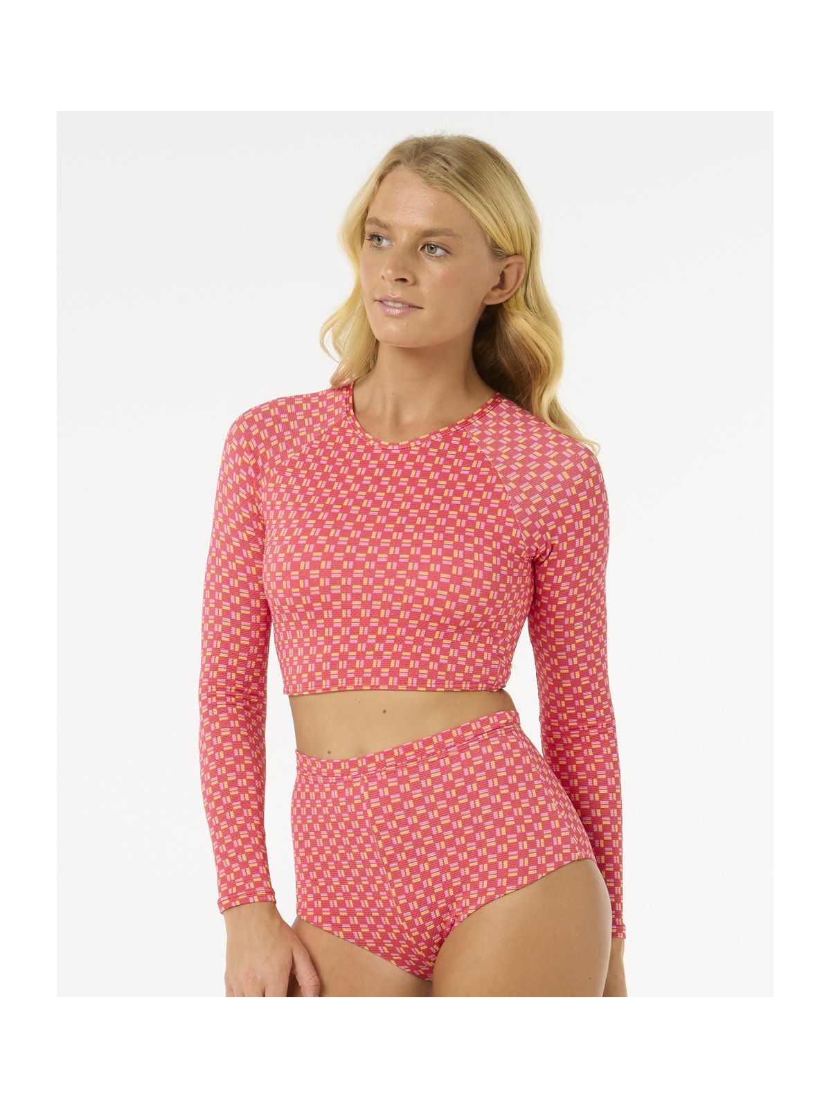 Lycra RIP CURL Shell Cove Crop Rashvest czerwony