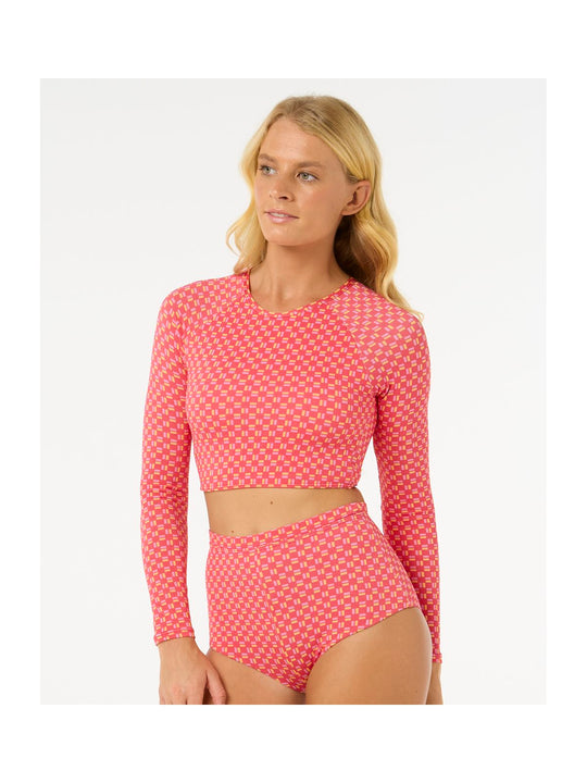 Lycra RIP CURL Shell Cove Crop Rashvest czerwony
