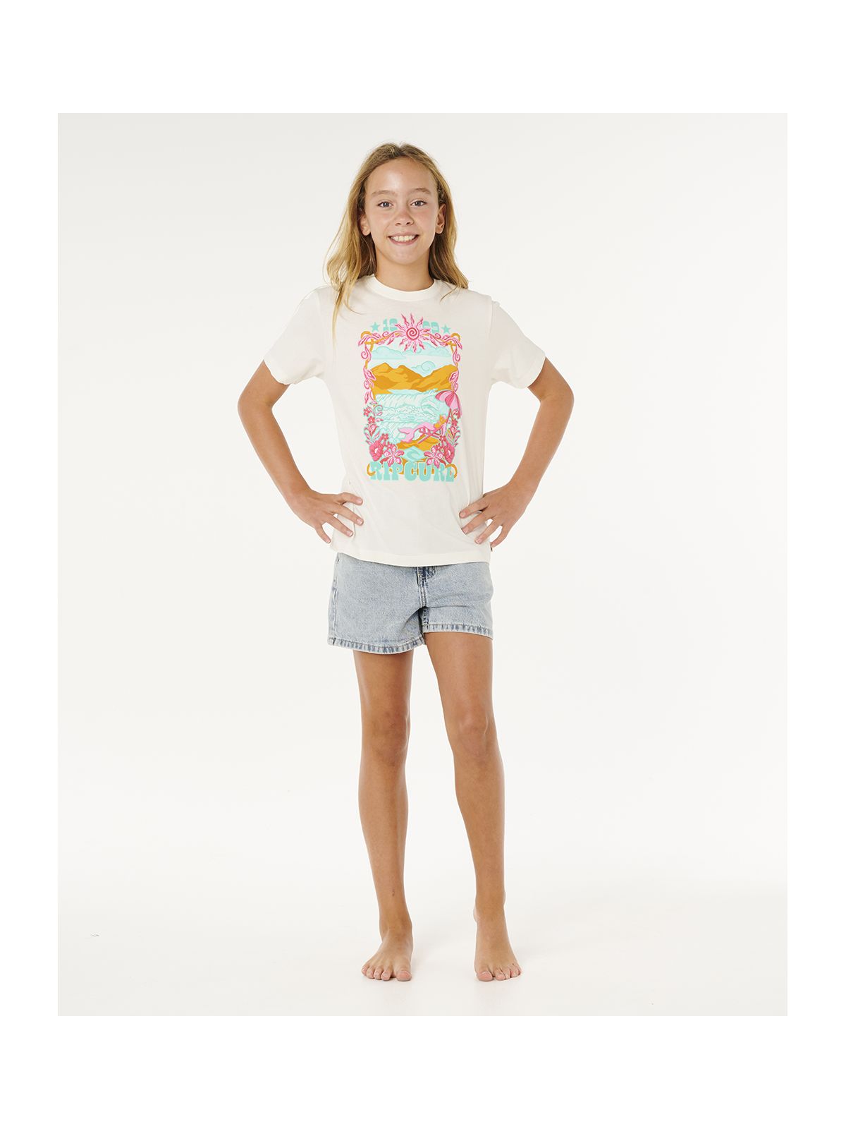 Koszulka dziewczęca RIP CURL Sunshine Squad Band Tee - Girl biała