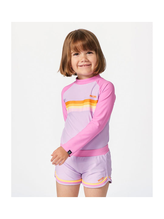 Lycra RIP CURL Rainbow Tide Ls Rash Vest-Girl różowy
