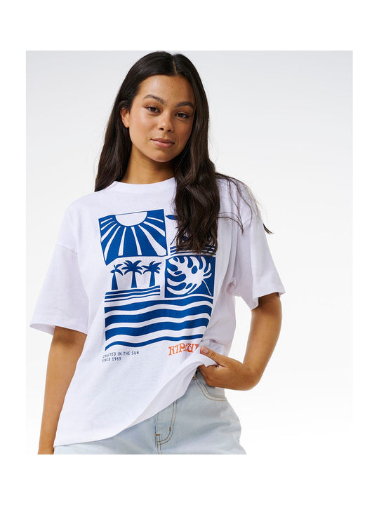 Koszulka RIP CURL Santorini Sun Heritage Tee biały - Adventure Sports
