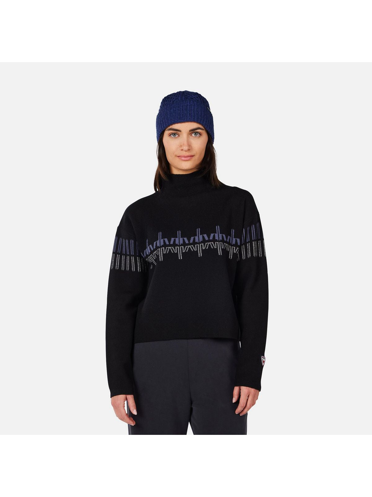 Sweter damski ROSSIGNOL W PATTERNED TN SWEATER czarny