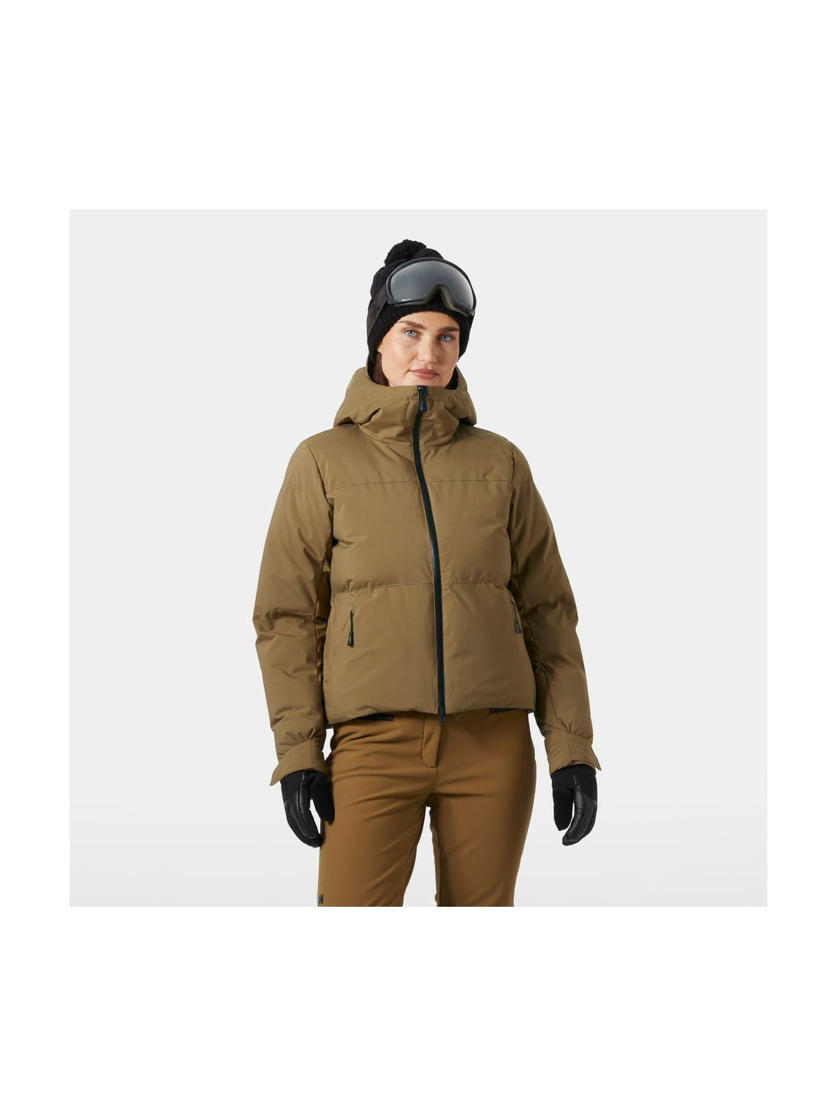 Kurtka narciarska damska HELLY HANSEN W NORA SHORT PUFFY JACKET brązowa