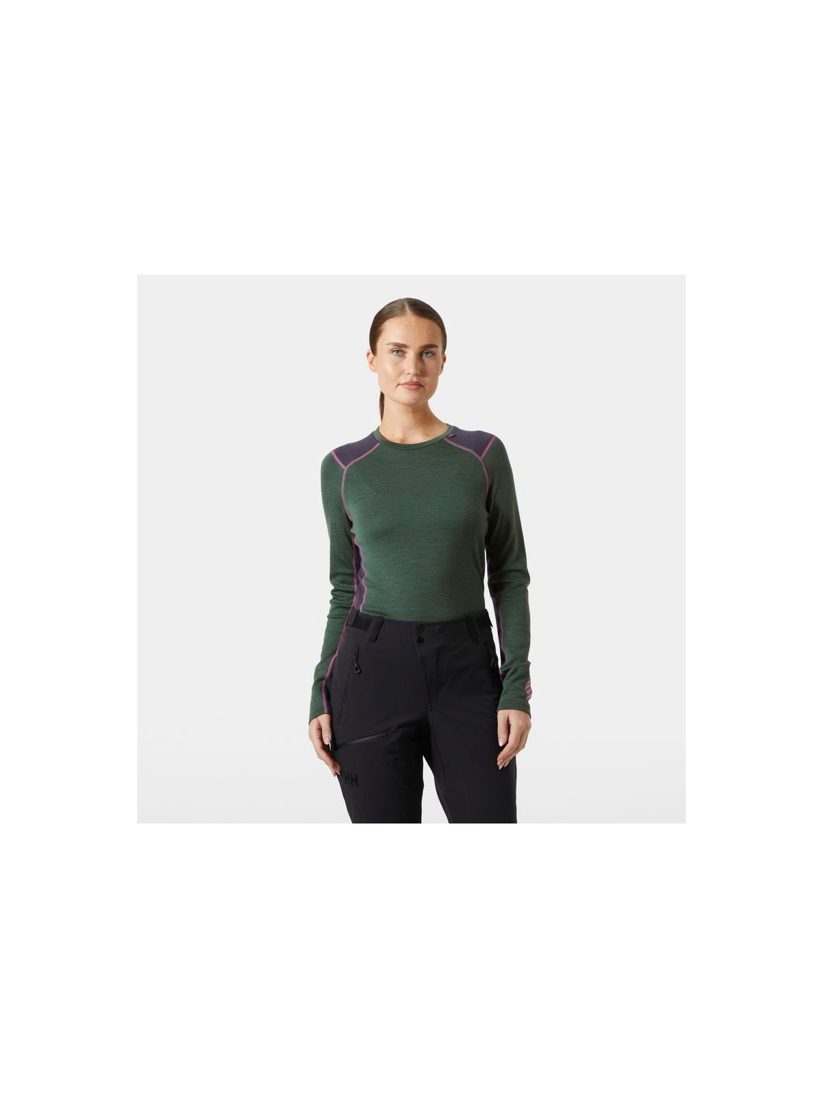 Koszulka damska HELLY HANSEN W Lifa Merino Midweight Crew kolor zielony