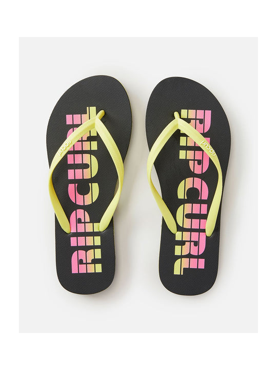 Japonki damskie RIP CURL Wave Shapers Logo - czarno żółte
