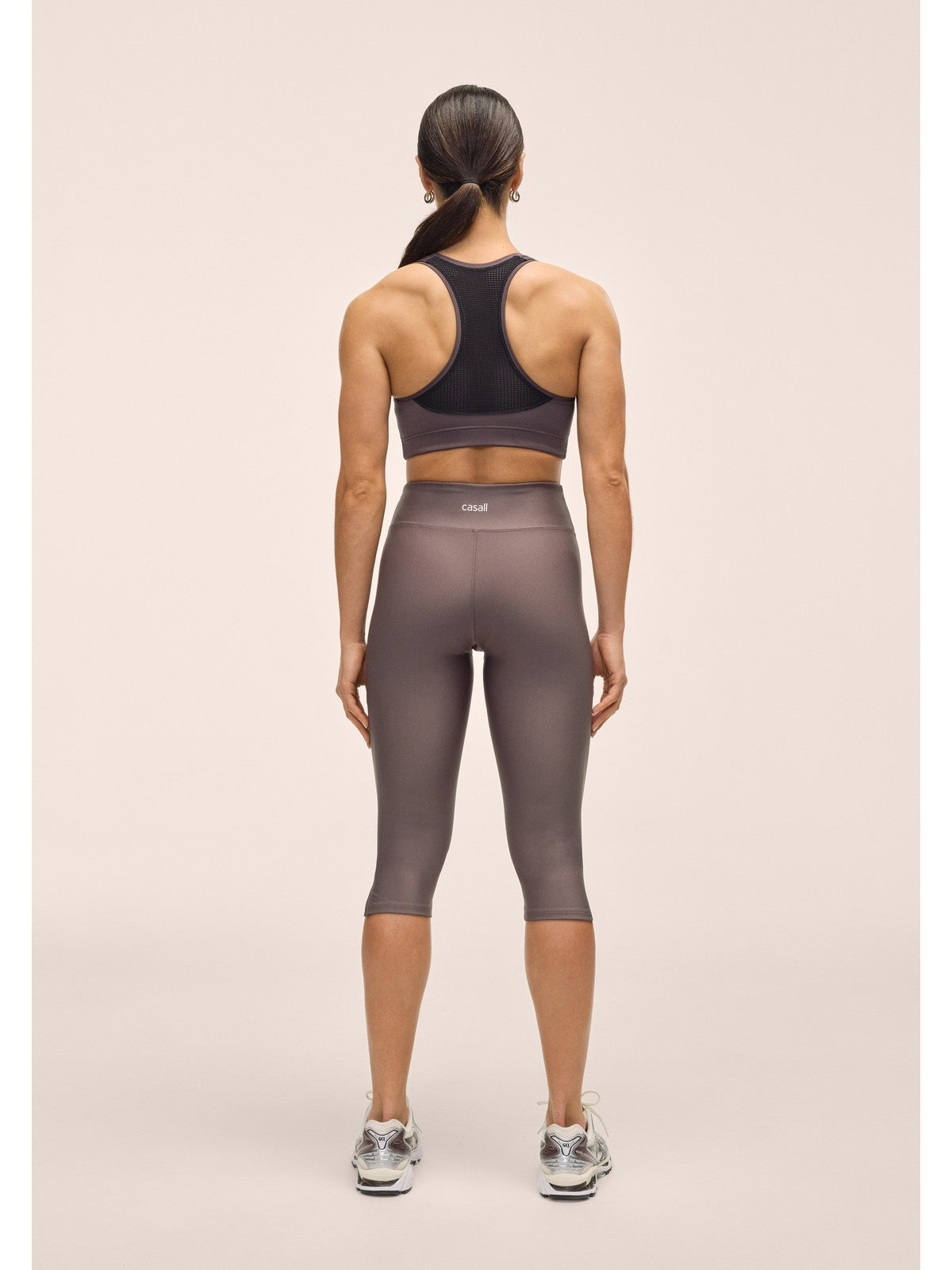 Legginsy treningowe damskie CASALL Capri Slit Regular Waist Tights kolor szary