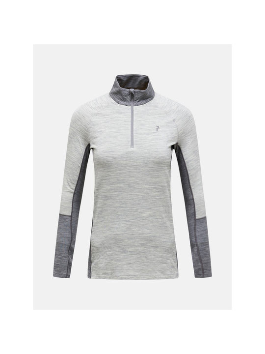 Koszulka termiczna damska PEAK PERFORMANCE Magic Half Zip Wool-blend Baselayer Women szara
