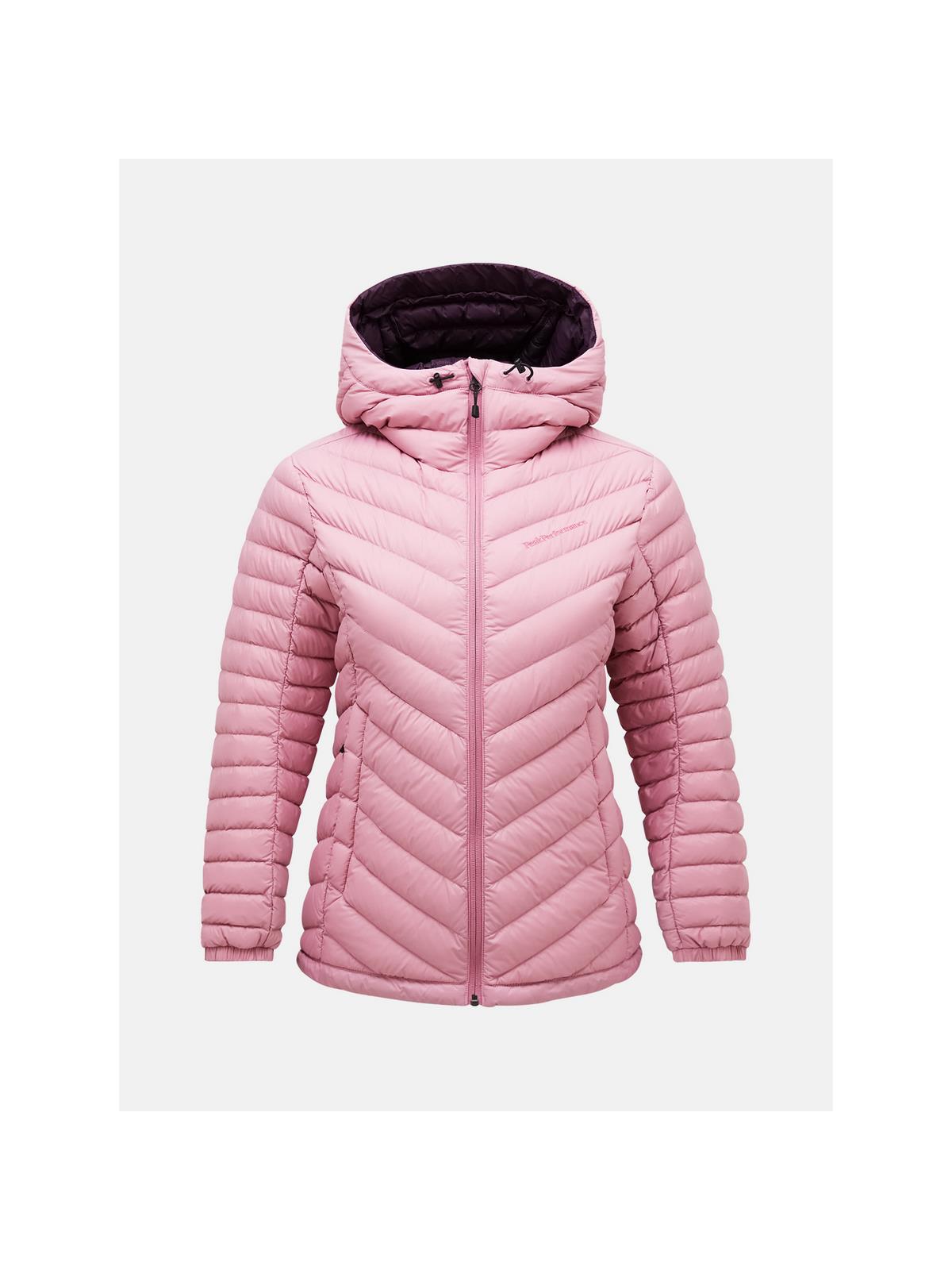 Kurtka z puchem Peak Performance W Frost Down Hood Jacket brązowy - narciarska - Adventure Sports