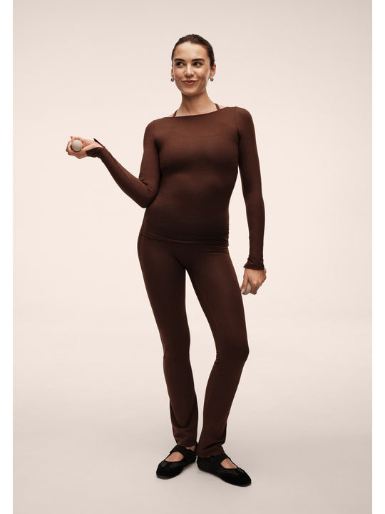 Koszulka damska CASALL Sublime Boatneck Long Sleeve brązowa
