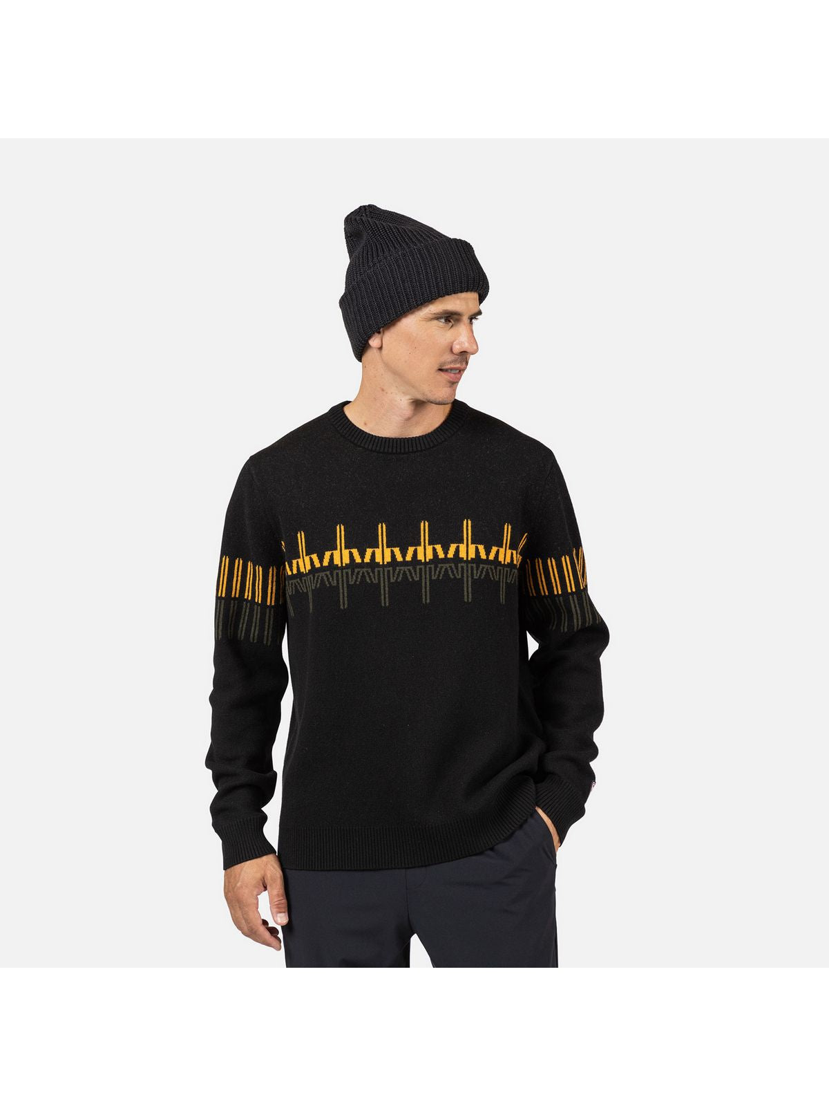 Sweter męski ROSSIGNOL PATTERNED CN SWEATER czarny