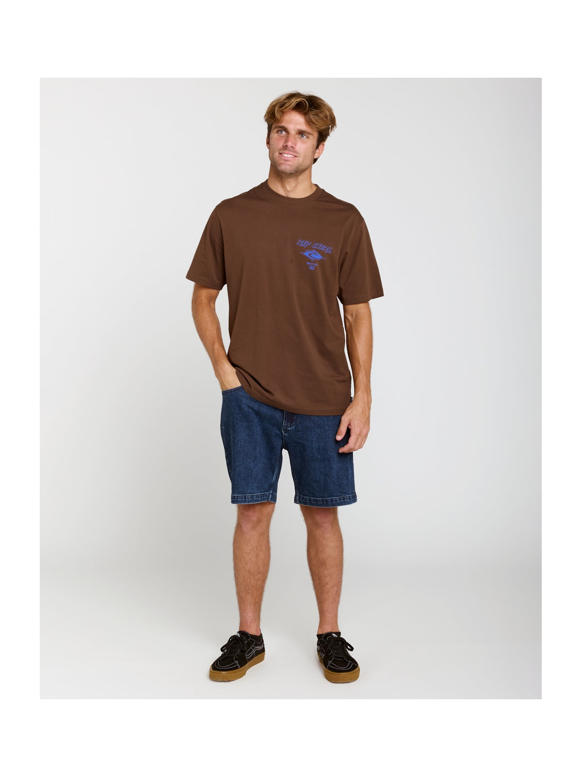 Koszulka męska RIP CURL Fade Out Icon Tee brązowa