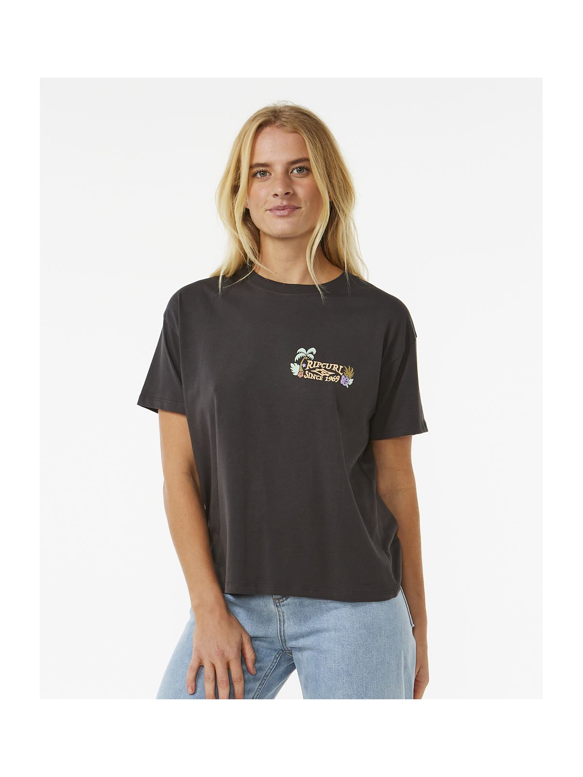 Koszulka RIP CURL Tiki Tropics Relaxed Tee czarny - Adventure Sports
