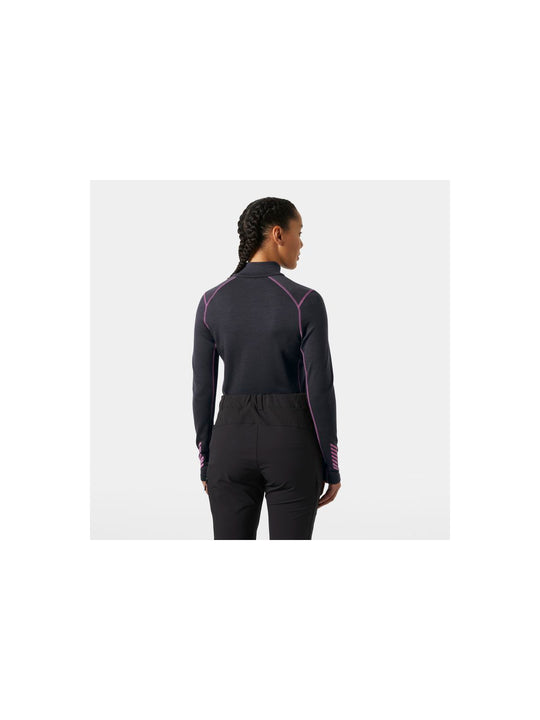 Koszulka damska HELLY HANSEN W Lifa Merino Midweight Graphic 1/2 Zip kolor czarny

