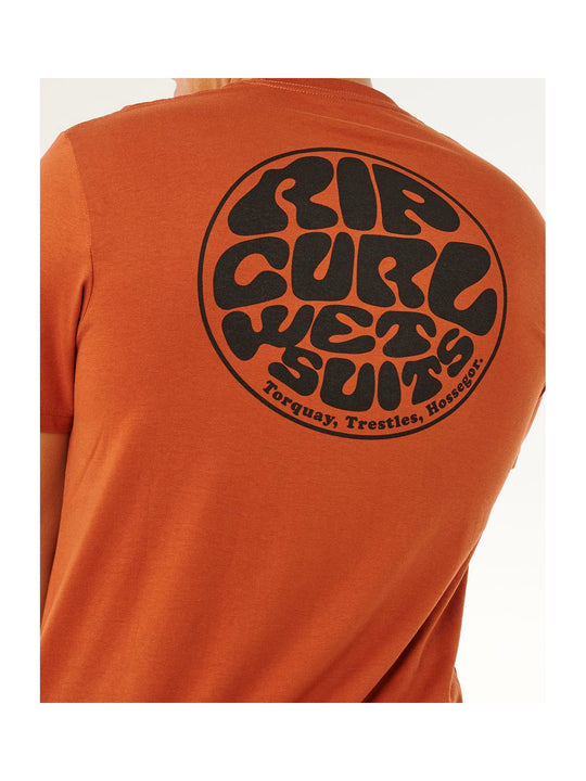 Koszulka męska RIP CURL Wettie Passage Icon Tee brązowa
