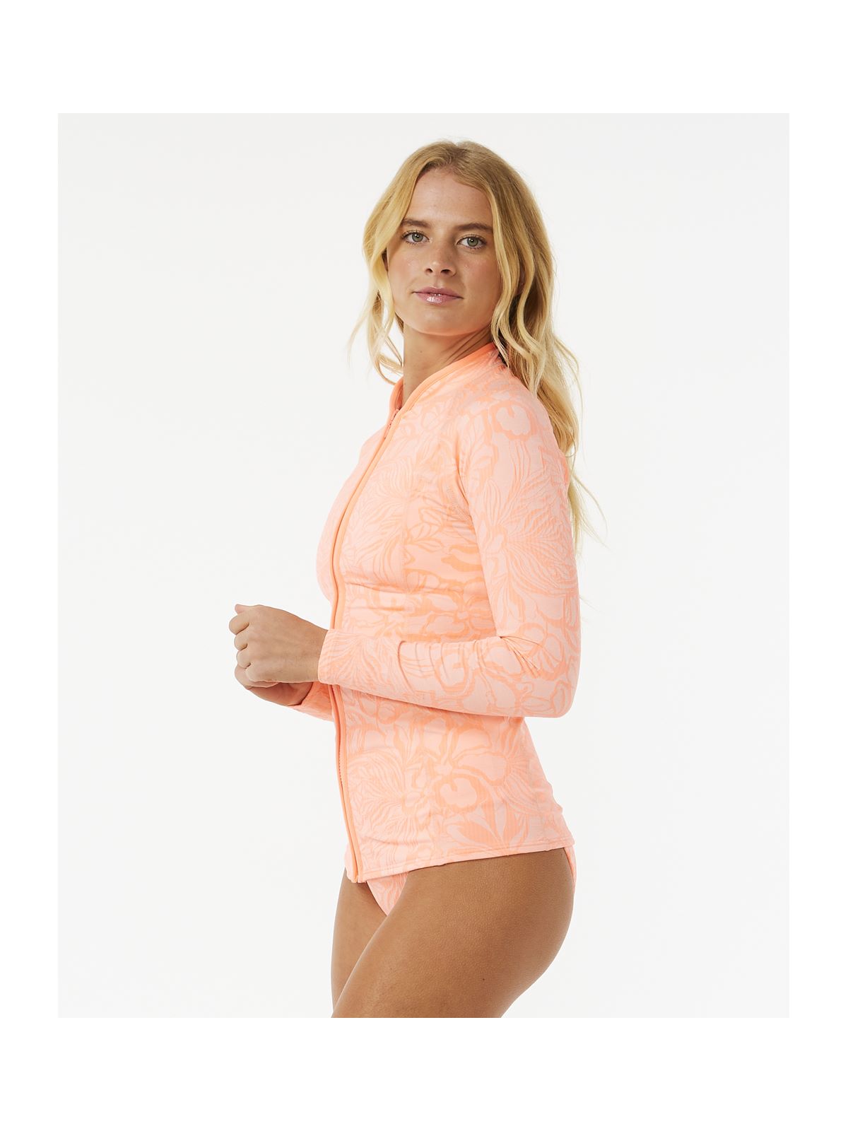 Lycra RIP CURL Sun Chaser Ls Zipthru pomarańczowy - Adventure Sports