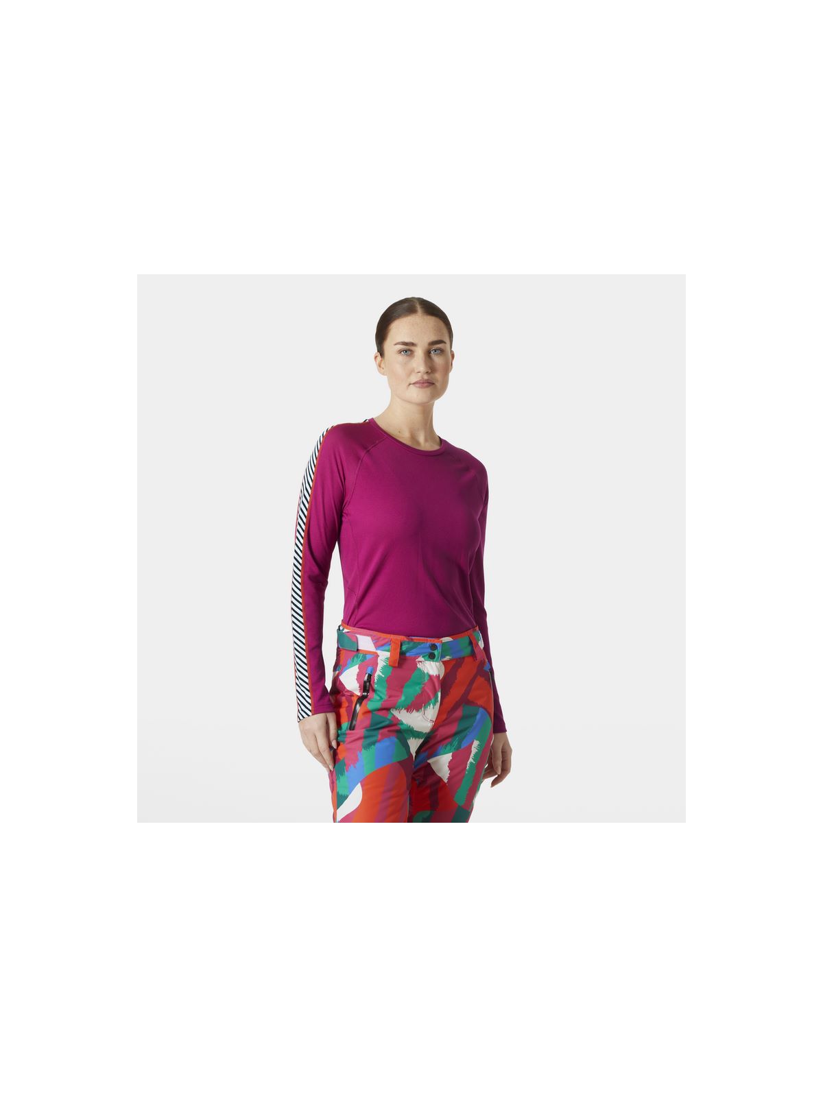 Koszulka Helly Hansen W Lifa Active Stripe Crew bordowy - Adventure Sports