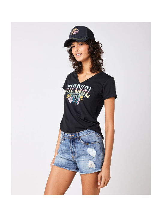 Koszulka RIP CURL Block Party V Tee czarny - Adventure Sports
