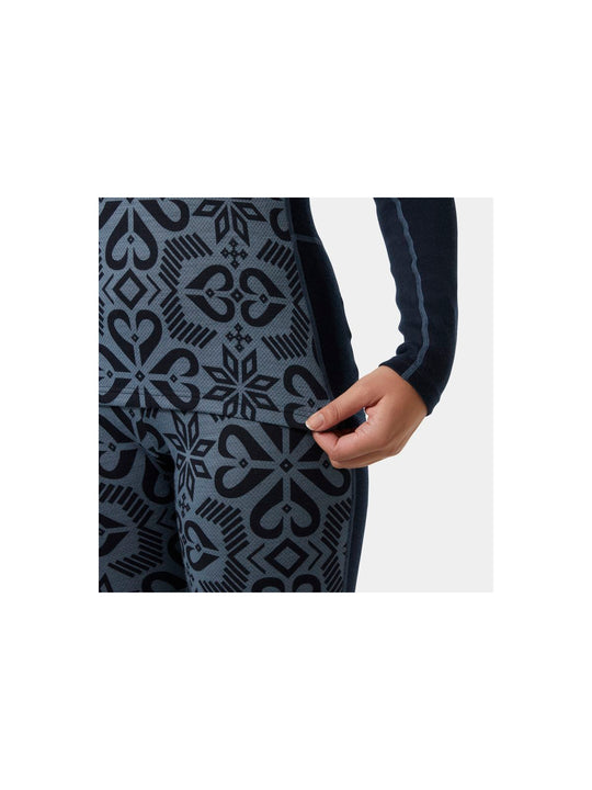 Koszulka damska HELLY HANSEN W Lifa Merino Midweight Graphic Crew kolor granatowy
