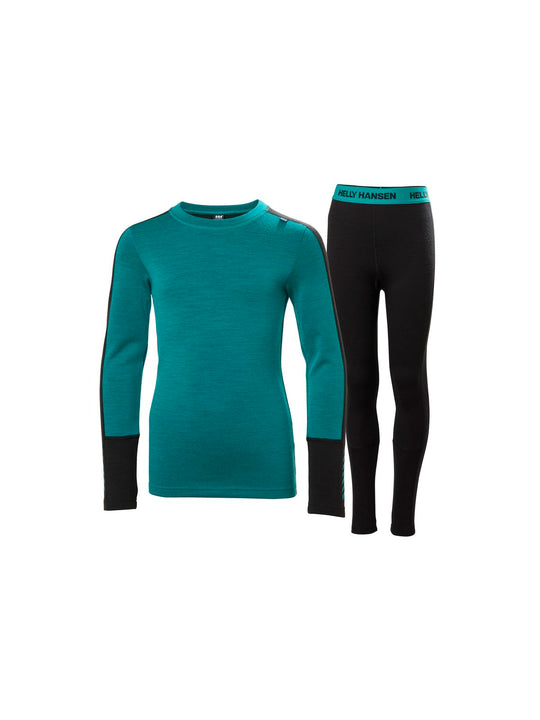 Bielizna dziecięca HELLY HANSEN Jr Lifa Merino Midweight Set kolor zielony
