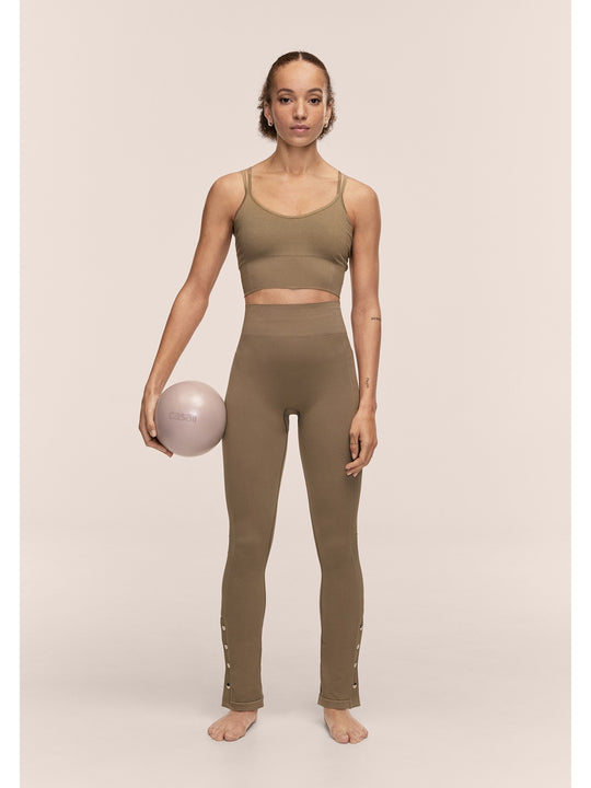 Spodnie damskie CASALL Seamless Rib Slit Pants kolor zielony
