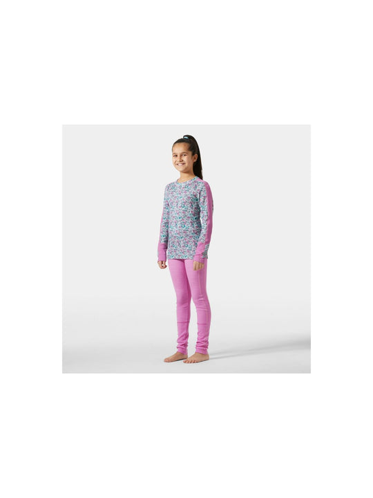 Bielizna dziecięca HELLY HANSEN Jr Graphic Lifa Merino Set kolor różowy

