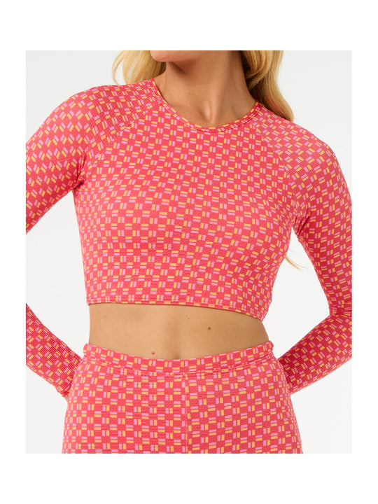 Lycra RIP CURL Shell Cove Crop Rashvest czerwony
