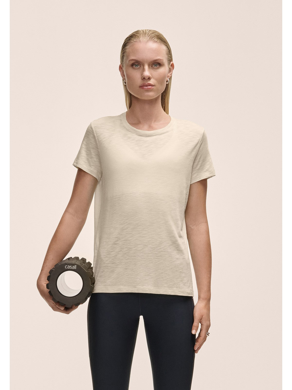 Koszulka treningowa damska CASALL Soft Texture Tee kolor beżowy