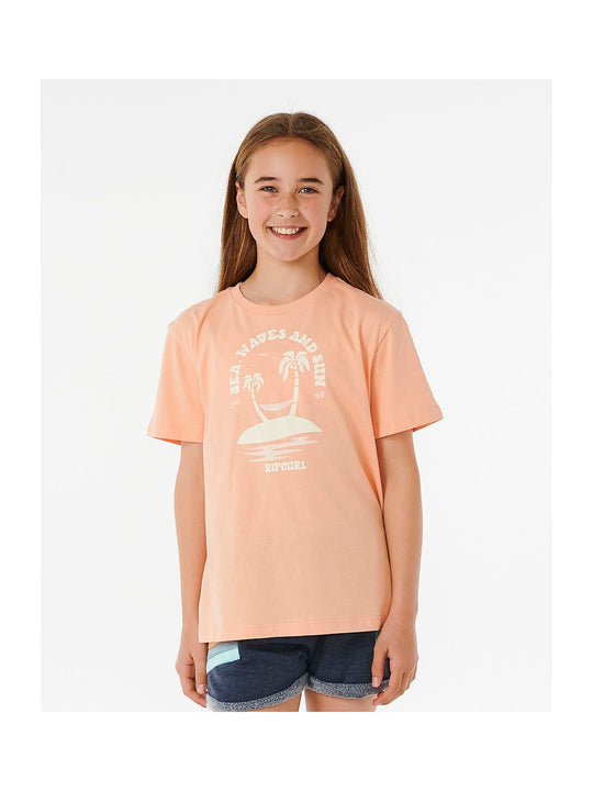 Koszulka RIP CURL Re-Entry Tee Girl pomarańczowy - Adventure Sports

